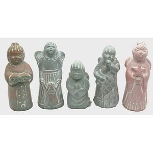 5 Isabel Bloom Signed Angels Color-washed Figurines Approx 4in Vintage 1980s-90s